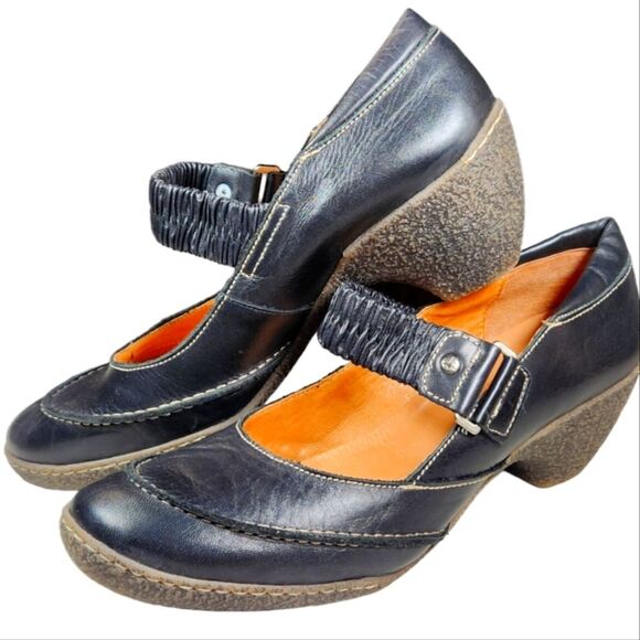 PIKOLINOS‎ Black Leather Round Toe Mary Jane Heel Wedge Stretch Strap 42 11 - Picture 1 of 15
